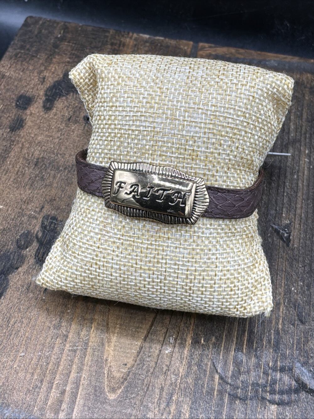 Barse Faith Magnetic Bracelet- Leather & Bronze- NWT